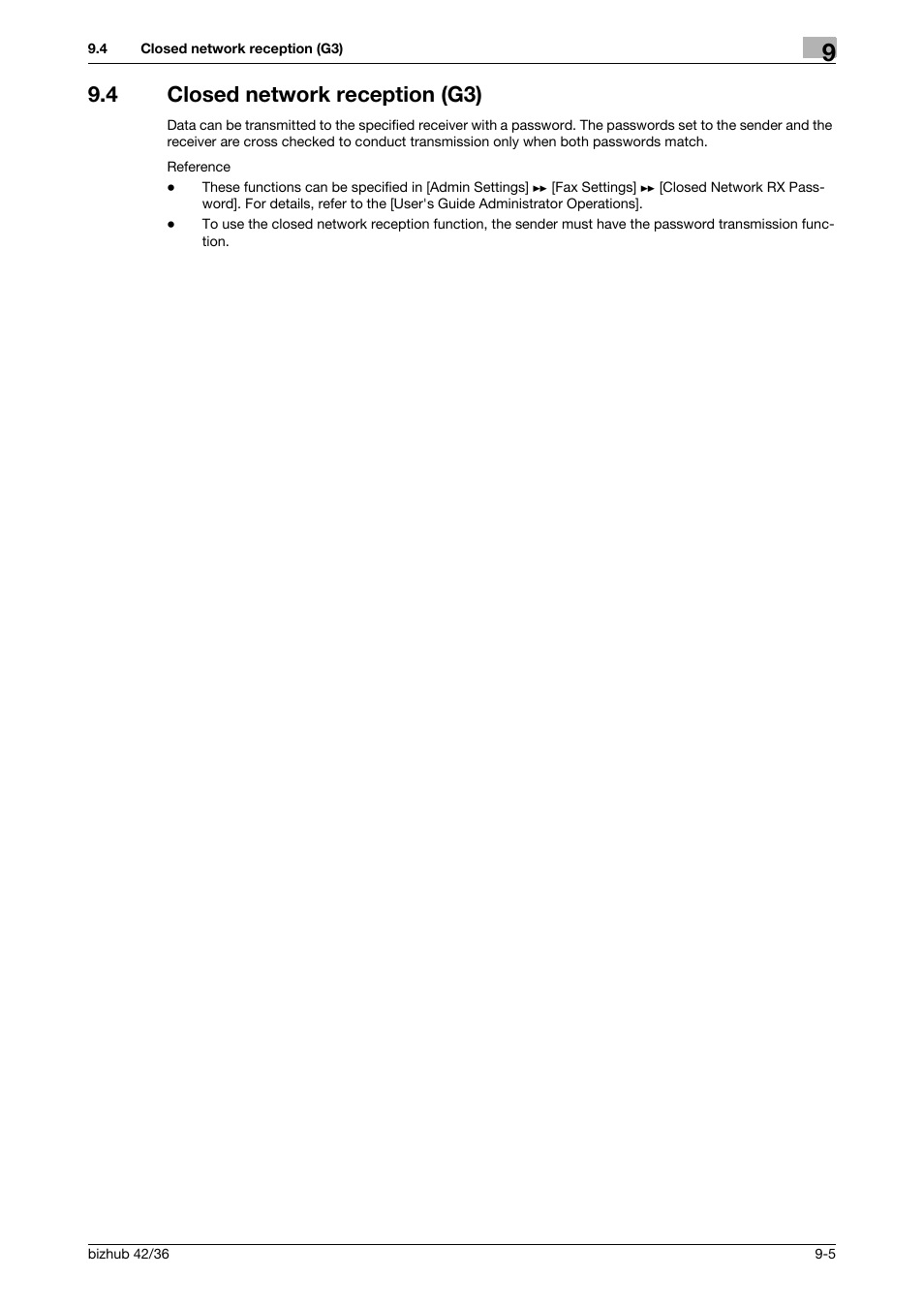 4 closed network reception (g3), Closed network reception (g3) -5 | Konica Minolta bizhub 36 User Manual | Page 125 / 195