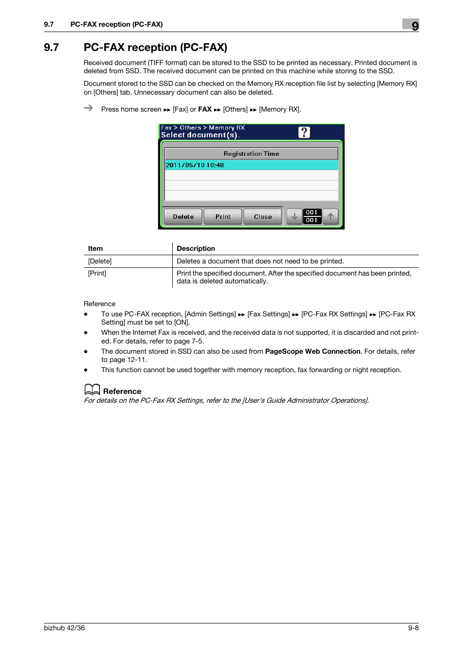 7 pc-fax reception (pc-fax), Pc-fax reception (pc-fax) -8 | Konica Minolta bizhub 36 User Manual | Page 128 / 195