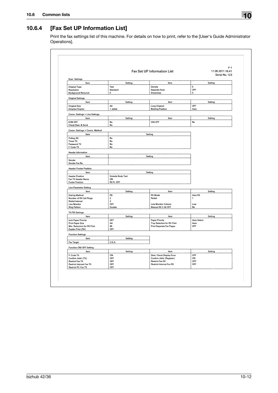 4 [fax set up information list, Fax set up information list] -12 | Konica Minolta bizhub 36 User Manual | Page 140 / 195