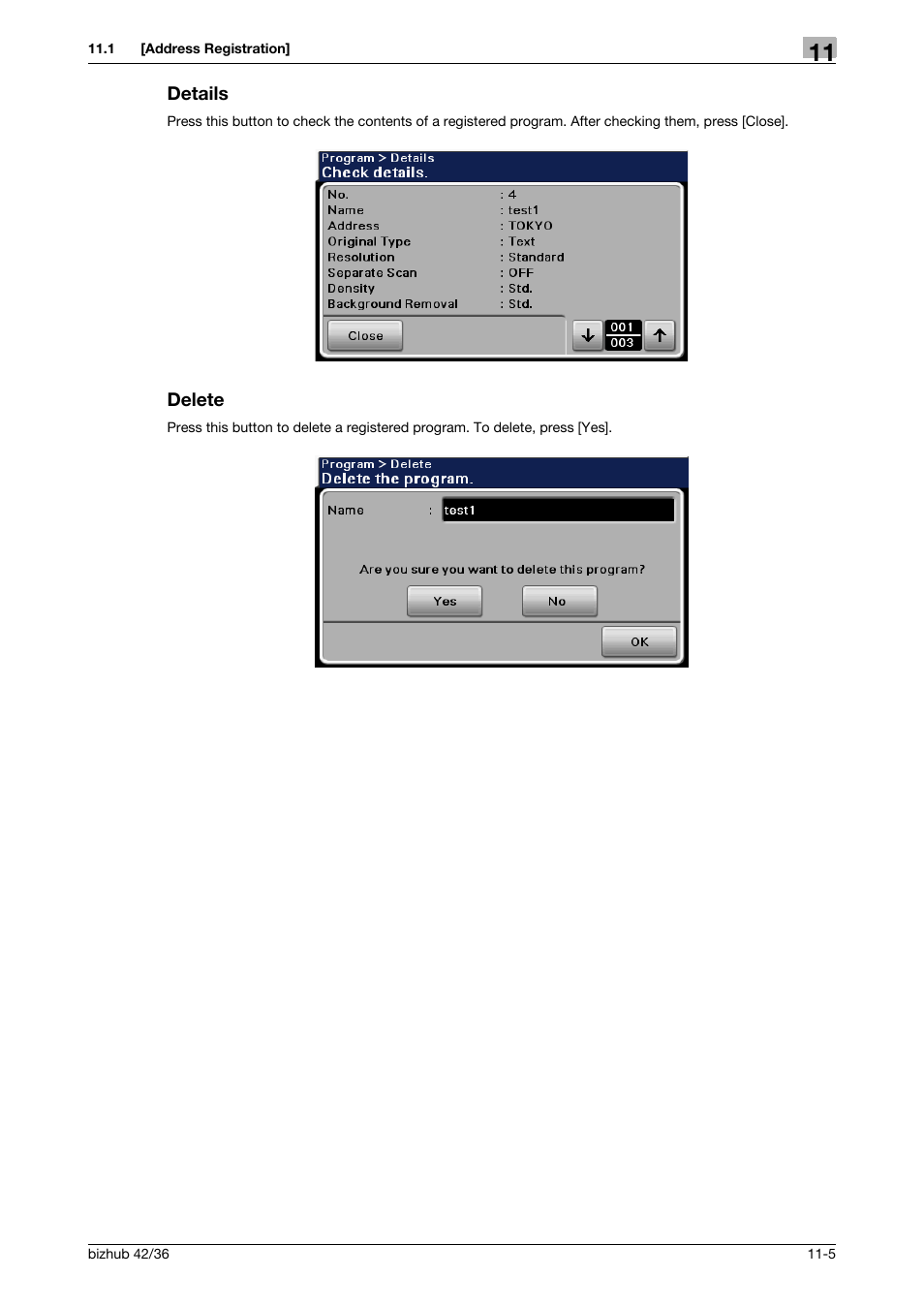 Details, Delete, Details -5 delete -5 | Konica Minolta bizhub 36 User Manual | Page 146 / 195