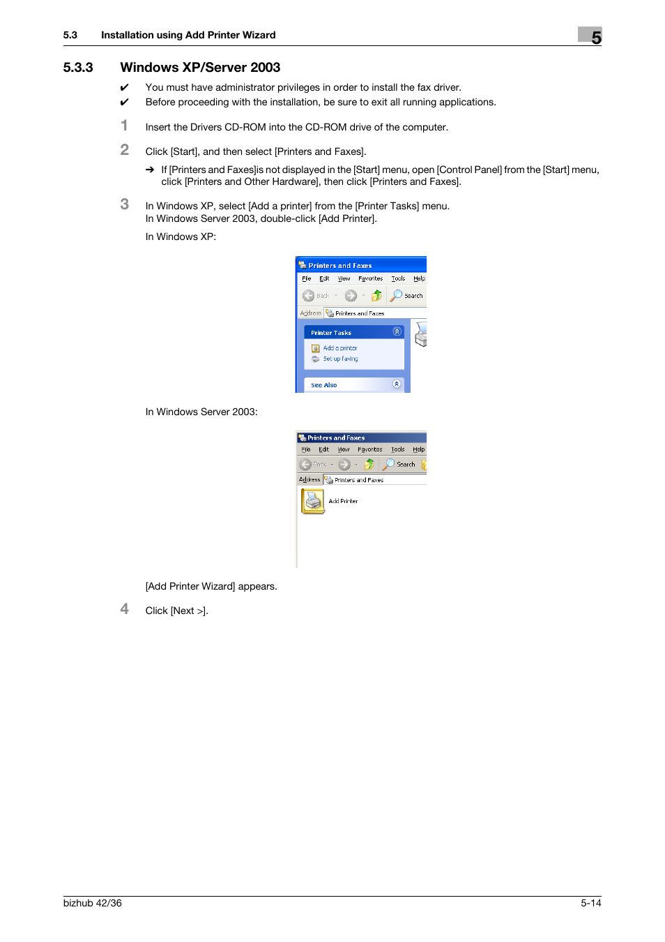 3 windows xp/server 2003, Windows xp/server 2003 -14 | Konica Minolta bizhub 36 User Manual | Page 48 / 195