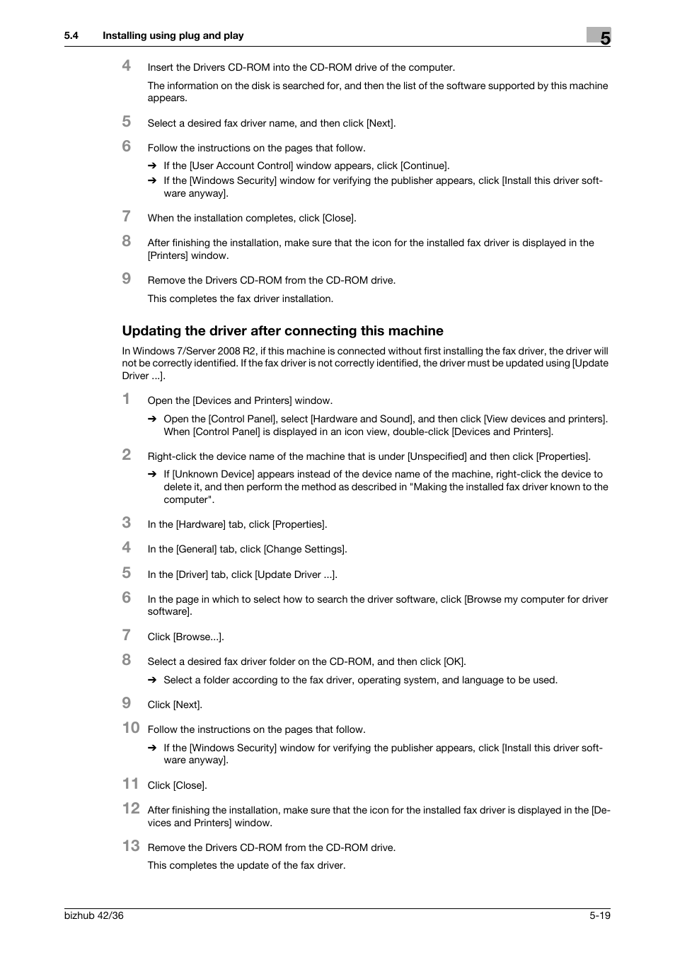 Updating the driver after connecting this machine | Konica Minolta bizhub 36 User Manual | Page 53 / 195