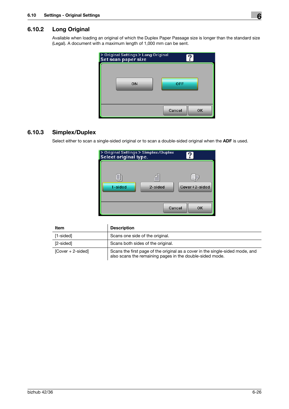 2 long original, 3 simplex/duplex, Long original -26 | Simplex/duplex -26 | Konica Minolta bizhub 36 User Manual | Page 82 / 195