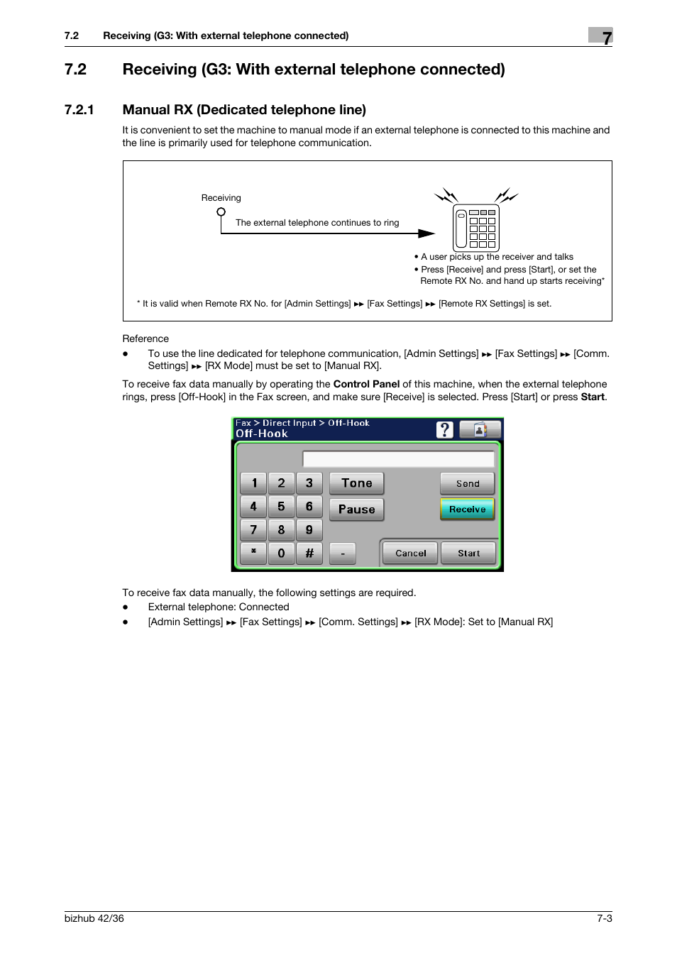 1 manual rx (dedicated telephone line), Manual rx (dedicated telephone line) -3 | Konica Minolta bizhub 36 User Manual | Page 88 / 195