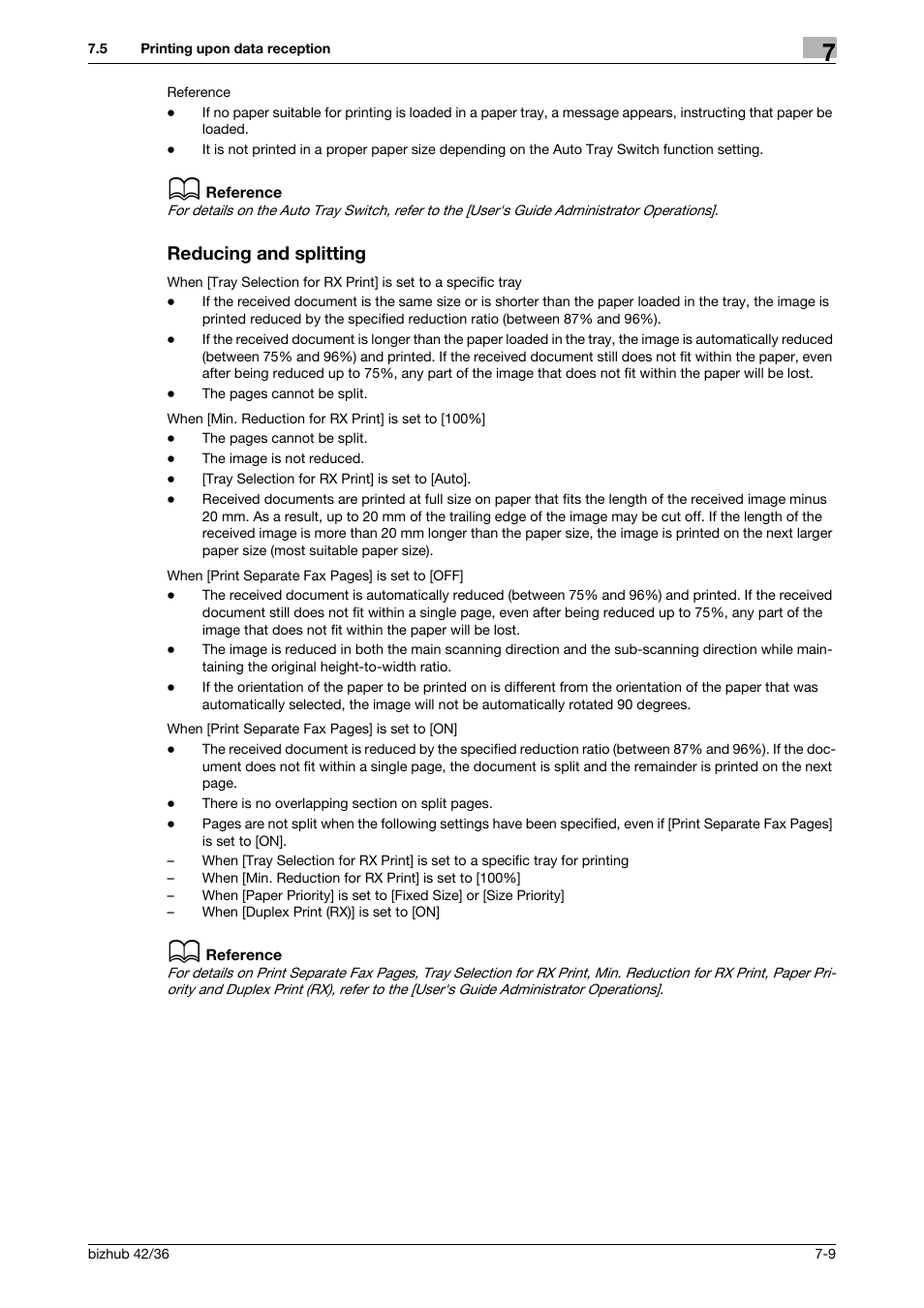 Reducing and splitting, Reducing and splitting -9 | Konica Minolta bizhub 36 User Manual | Page 94 / 195