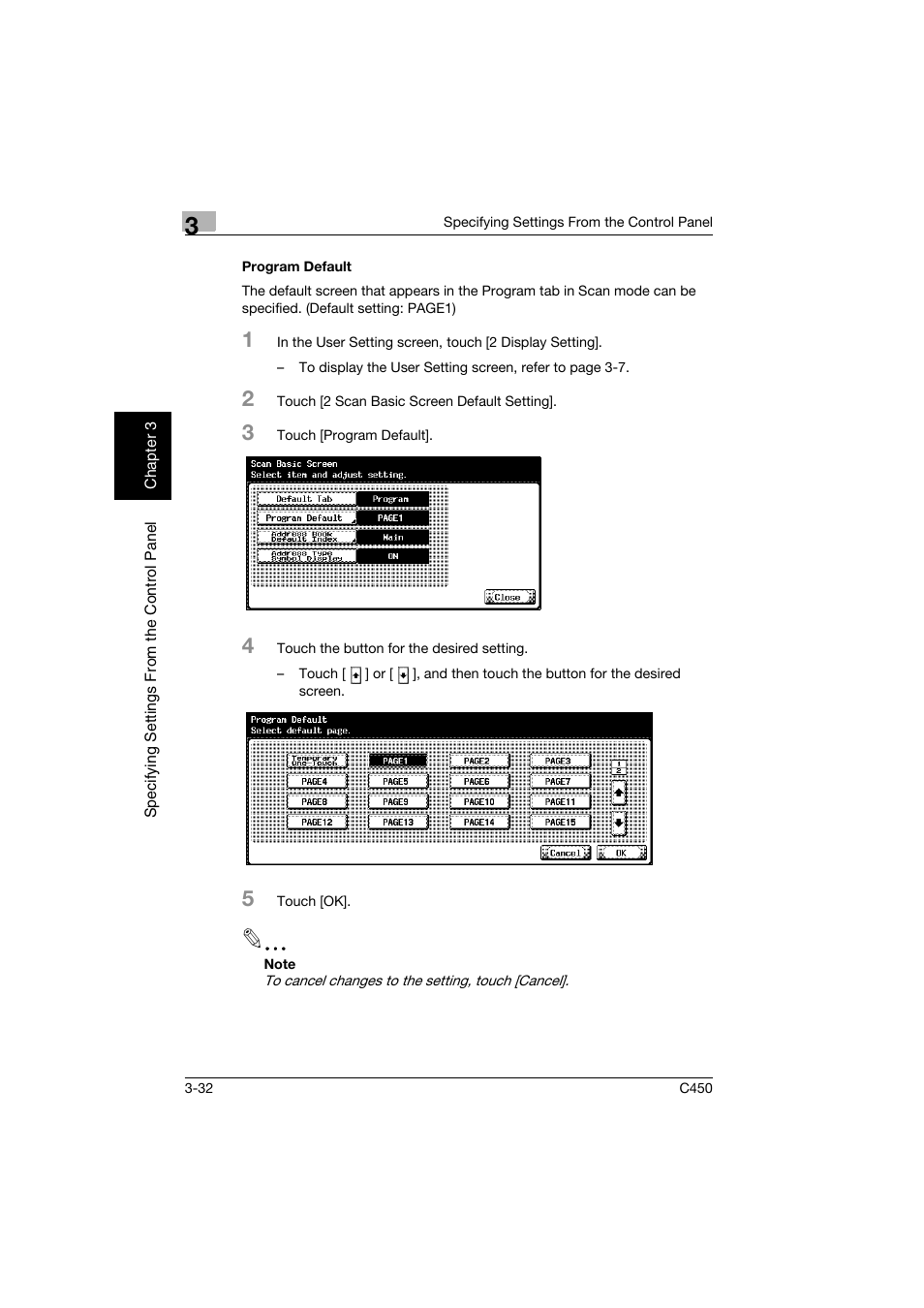Program default, Program default -32 | Konica Minolta BIZHUB C450 User Manual | Page 143 / 396