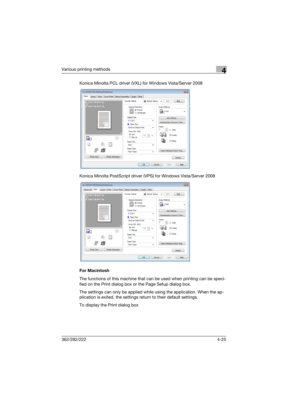 For macintosh, For macintosh -25 | Konica Minolta bizhub 362 User Manual | Page 119 / 372