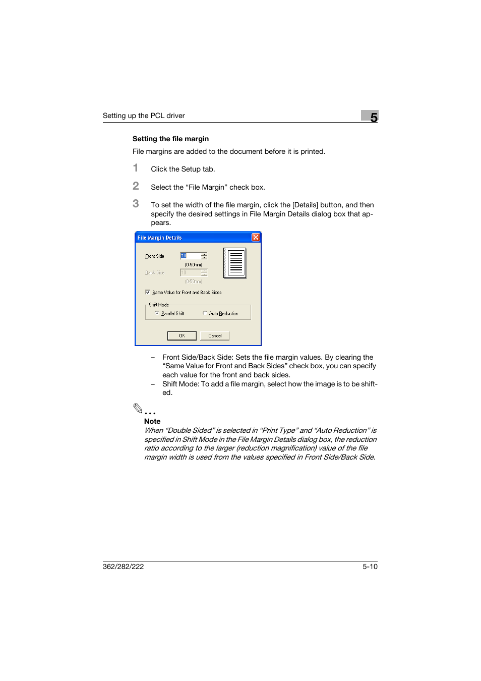 Setting the file margin, Setting the file margin -10 | Konica Minolta bizhub 362 User Manual | Page 131 / 372