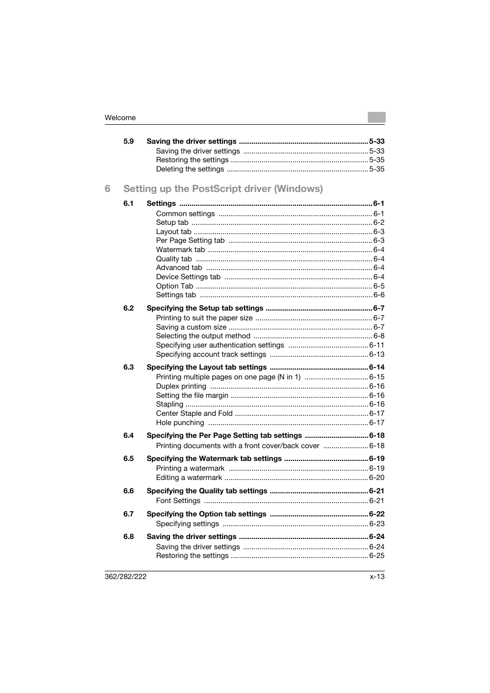 6setting up the postscript driver (windows) | Konica Minolta bizhub 362 User Manual | Page 14 / 372