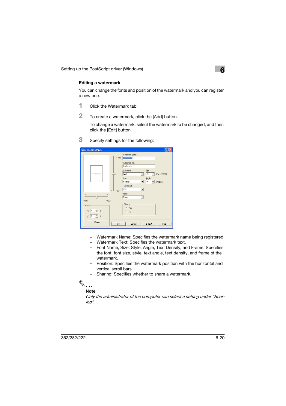 Editing a watermark, Editing a watermark -20 | Konica Minolta bizhub 362 User Manual | Page 176 / 372