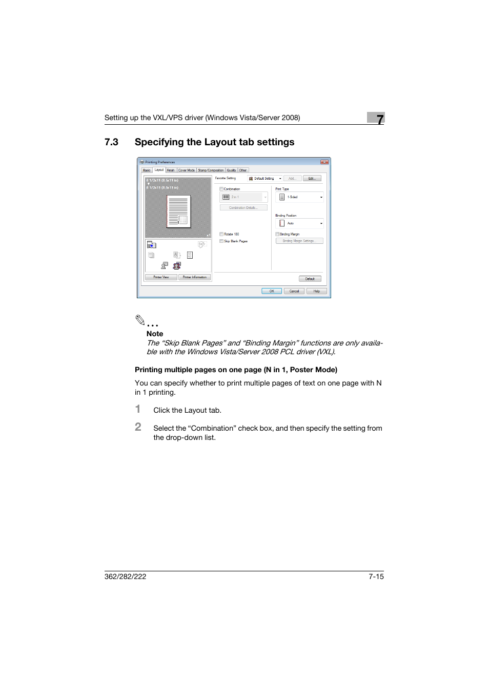 3 specifying the layout tab settings, Specifying the layout tab settings -15 | Konica Minolta bizhub 362 User Manual | Page 197 / 372