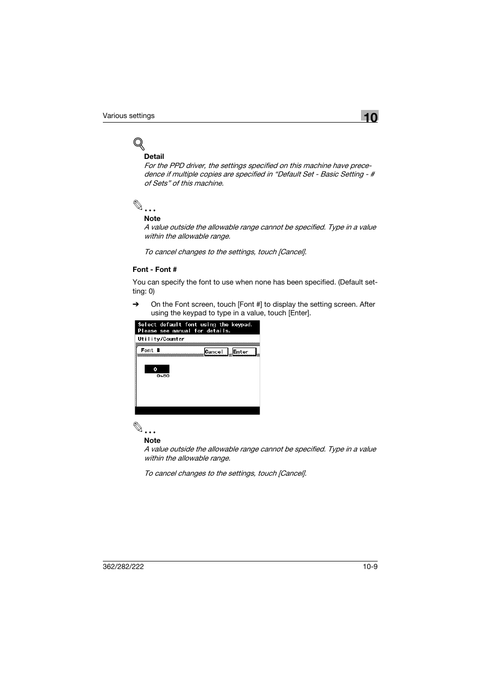 Font - font, Font - font # -9 | Konica Minolta bizhub 362 User Manual | Page 266 / 372