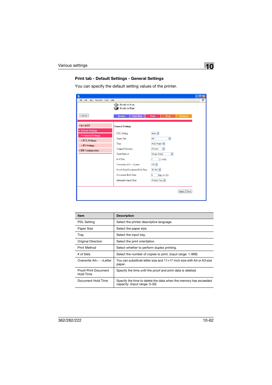 Print tab - default settings - general settings | Konica Minolta bizhub 362 User Manual | Page 319 / 372