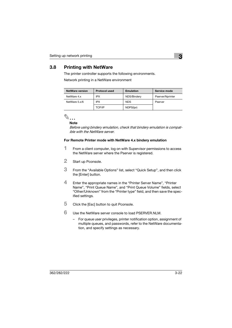 8 printing with netware, Printing with netware -22 | Konica Minolta bizhub 362 User Manual | Page 80 / 372