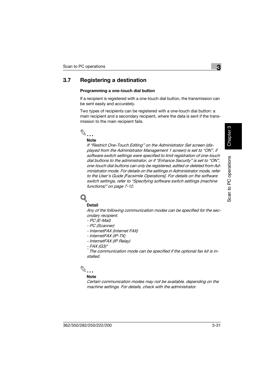 7 registering a destination, Programming a one-touch dial button, Registering a destination -31 | Programming a one-touch dial button -31 | Konica Minolta bizhub 282 User Manual | Page 106 / 288