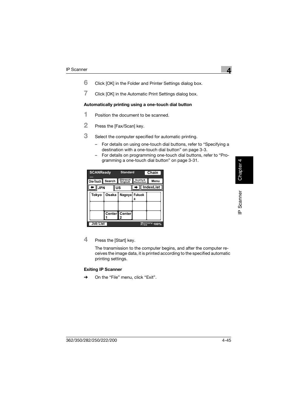 Exiting ip scanner | Konica Minolta bizhub 282 User Manual | Page 160 / 288
