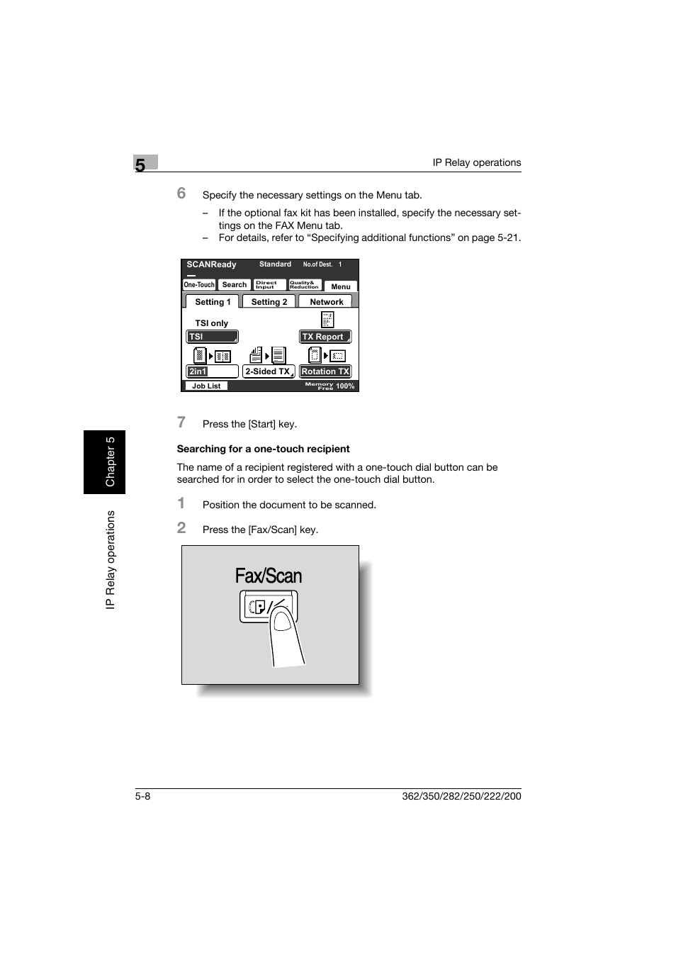 Searching for a one-touch recipient, Searching for a one-touch recipient -8, Fax/scan | Konica Minolta bizhub 282 User Manual | Page 171 / 288