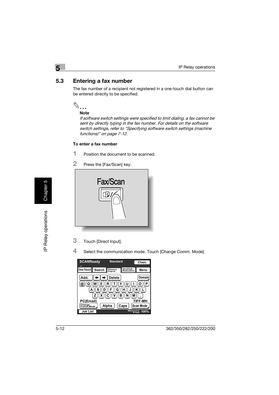 3 entering a fax number, To enter a fax number, Entering a fax number -12 | To enter a fax number -12, Fax/scan | Konica Minolta bizhub 282 User Manual | Page 175 / 288