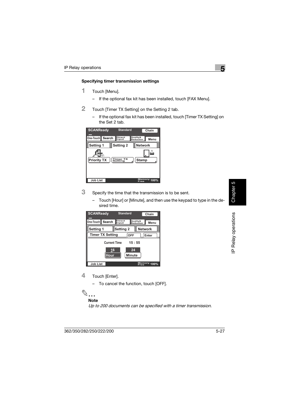 Specifying timer transmission settings, Specifying timer transmission settings -27 | Konica Minolta bizhub 282 User Manual | Page 190 / 288
