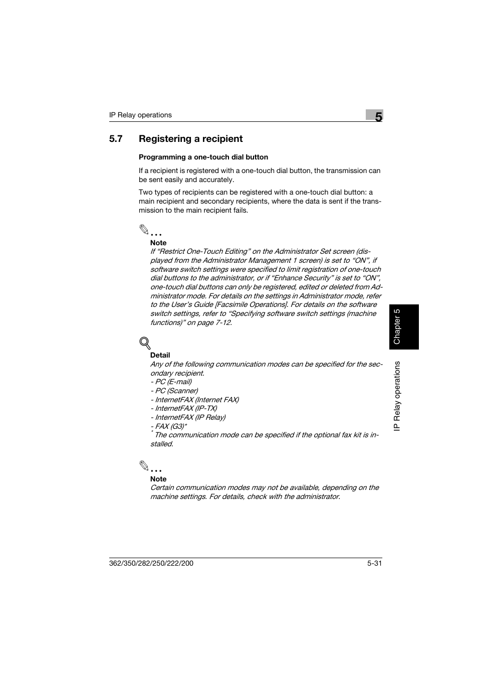 7 registering a recipient, Programming a one-touch dial button, Registering a recipient -31 | Programming a one-touch dial button -31 | Konica Minolta bizhub 282 User Manual | Page 194 / 288