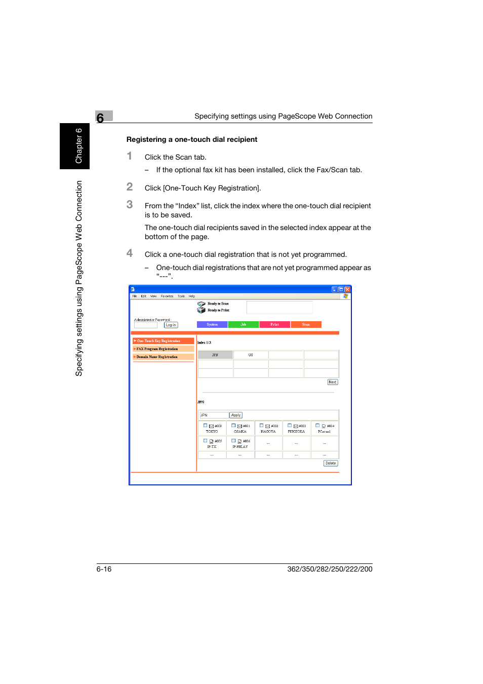 Registering a one-touch dial recipient, Registering a one-touch dial recipient -16 | Konica Minolta bizhub 282 User Manual | Page 219 / 288