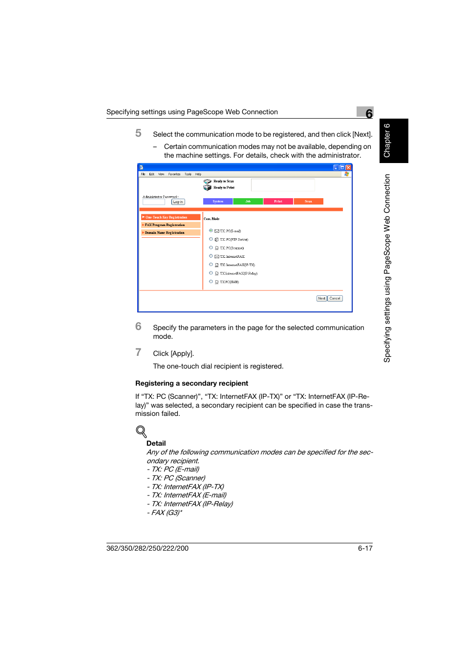 Registering a secondary recipient, Registering a secondary recipient -17 | Konica Minolta bizhub 282 User Manual | Page 220 / 288