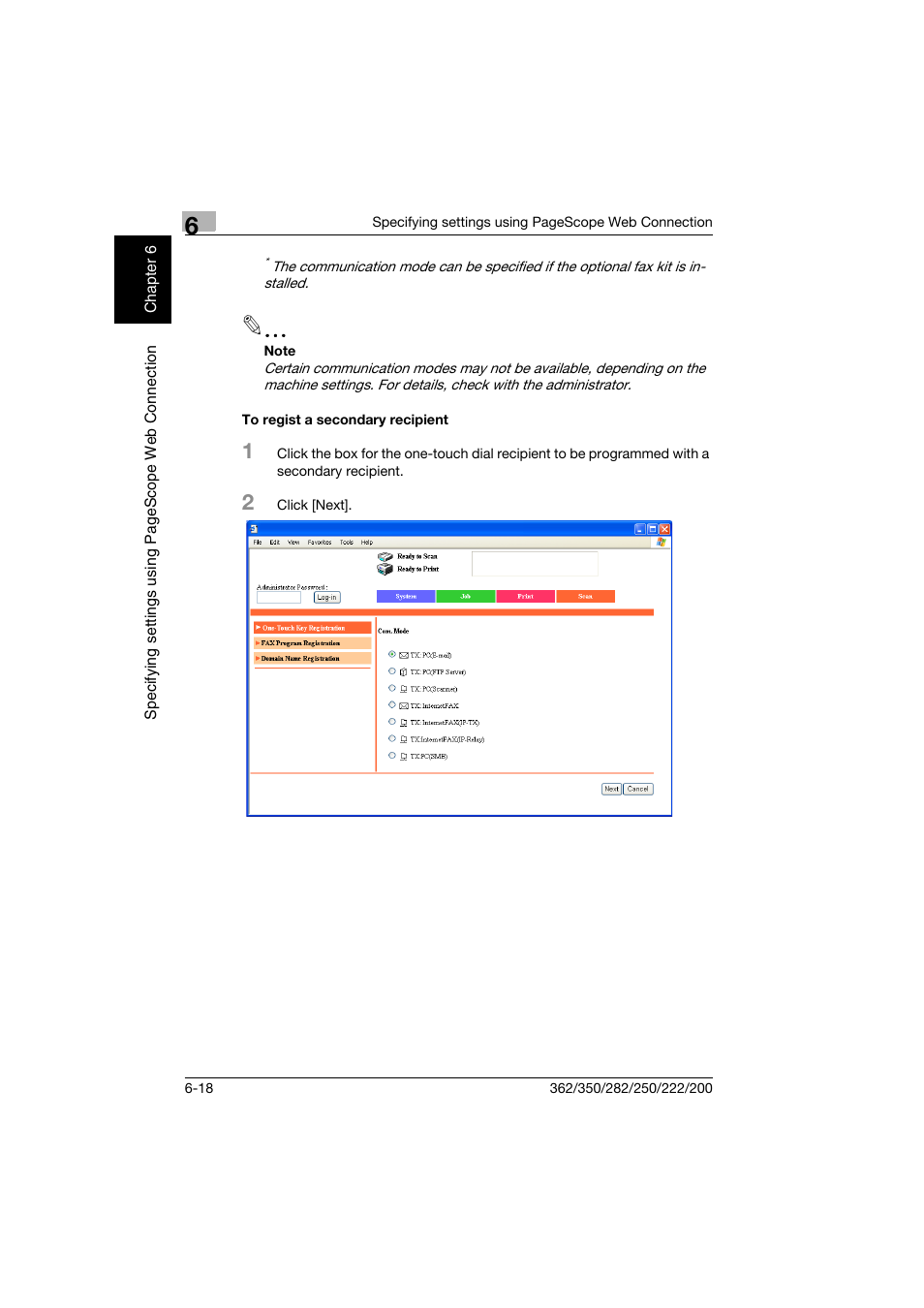 To regist a secondary recipient, To regist a secondary recipient -18 | Konica Minolta bizhub 282 User Manual | Page 221 / 288