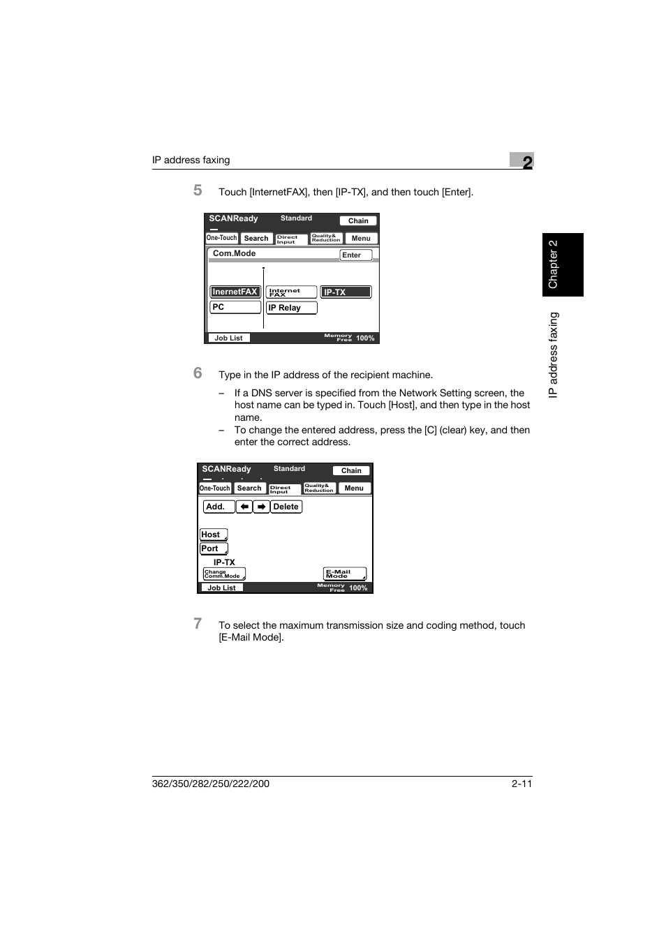 Ip ad dr es s fa x ing chapter 2 | Konica Minolta bizhub 282 User Manual | Page 36 / 288