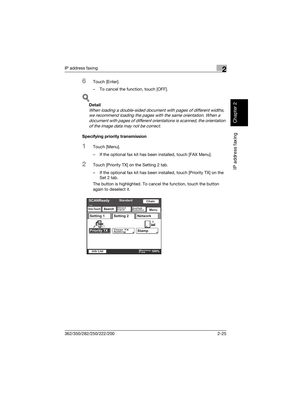Specifying priority transmission, Specifying priority transmission -25 | Konica Minolta bizhub 282 User Manual | Page 50 / 288