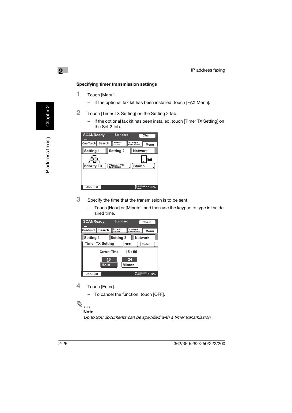 Specifying timer transmission settings, Specifying timer transmission settings -26 | Konica Minolta bizhub 282 User Manual | Page 51 / 288