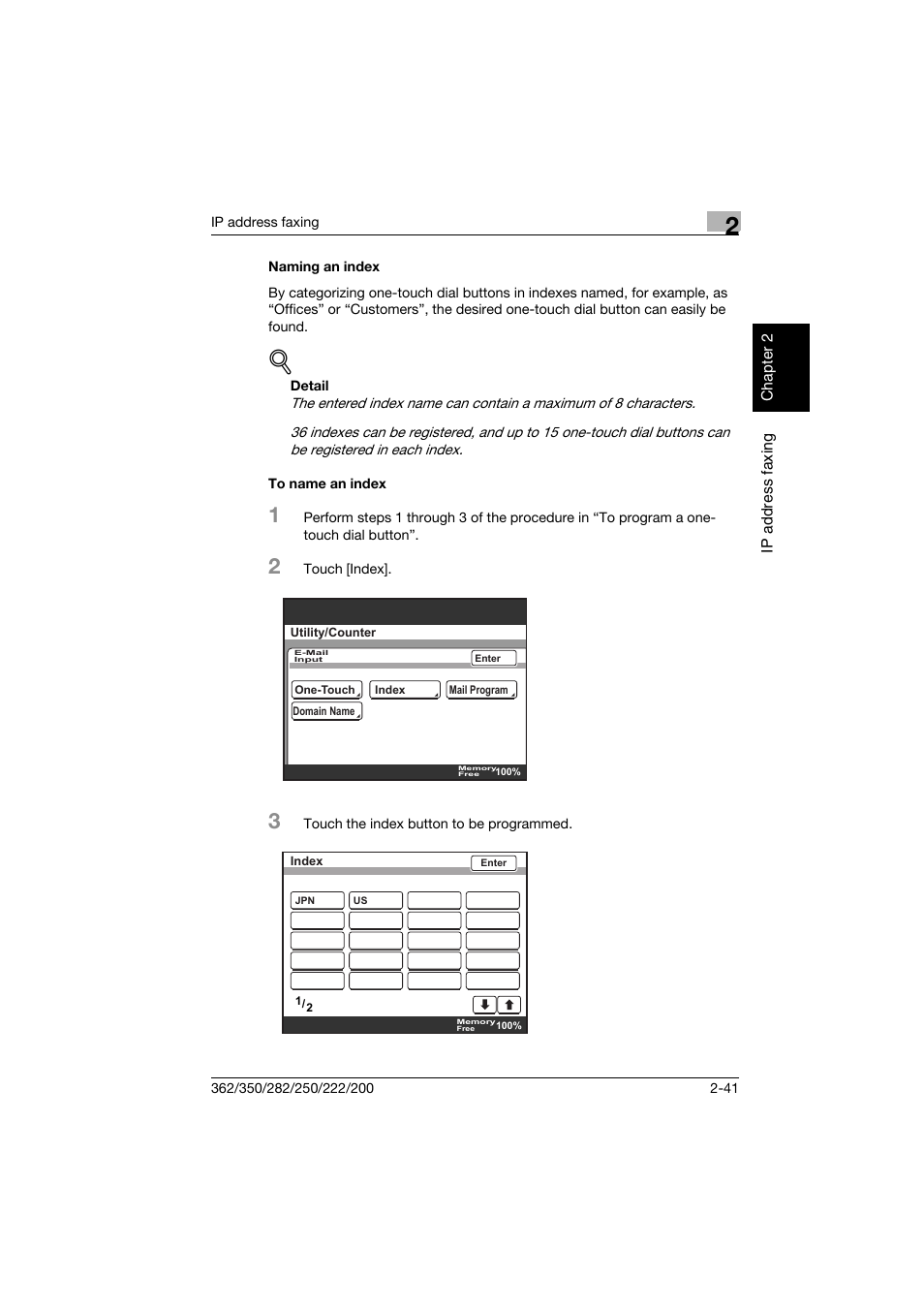 Naming an index, To name an index, Naming an index -41 to name an index -41 | Konica Minolta bizhub 282 User Manual | Page 66 / 288