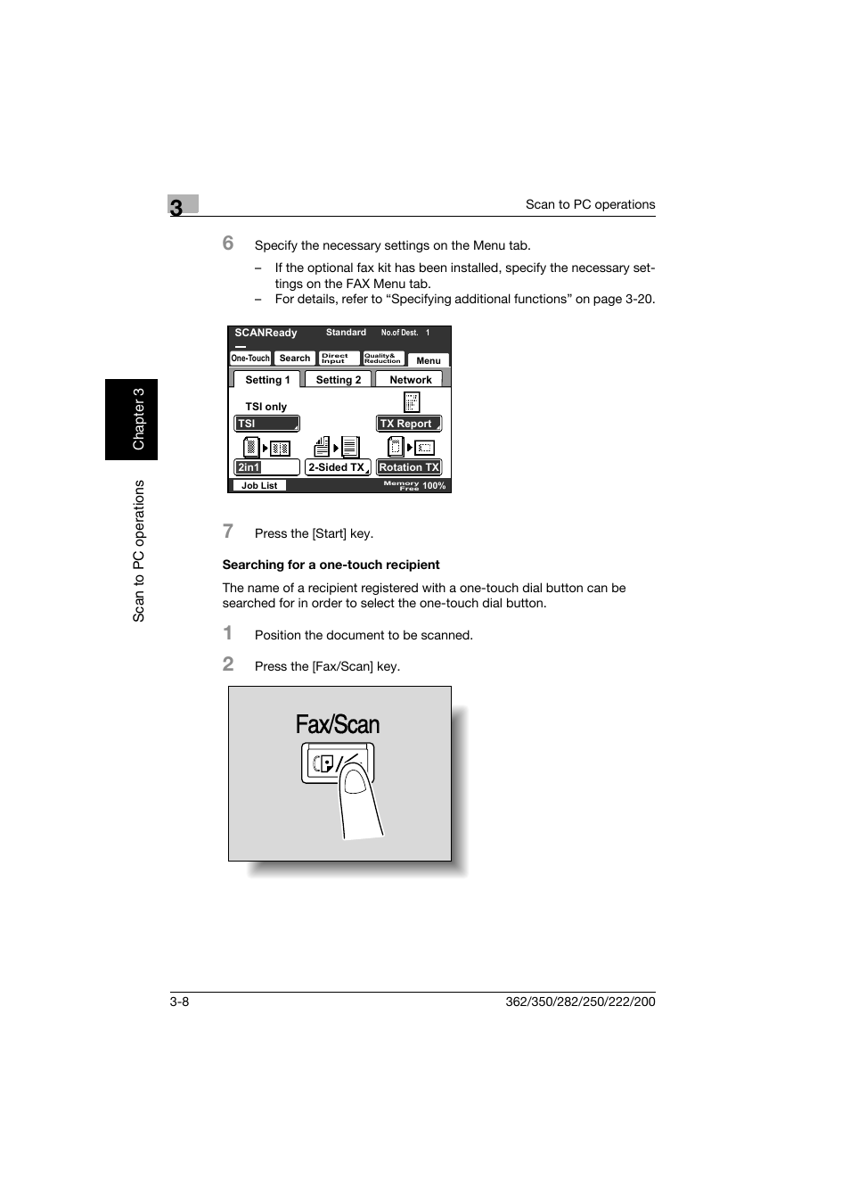 Searching for a one-touch recipient, Searching for a one-touch recipient -8, Fax/scan | Konica Minolta bizhub 282 User Manual | Page 83 / 288