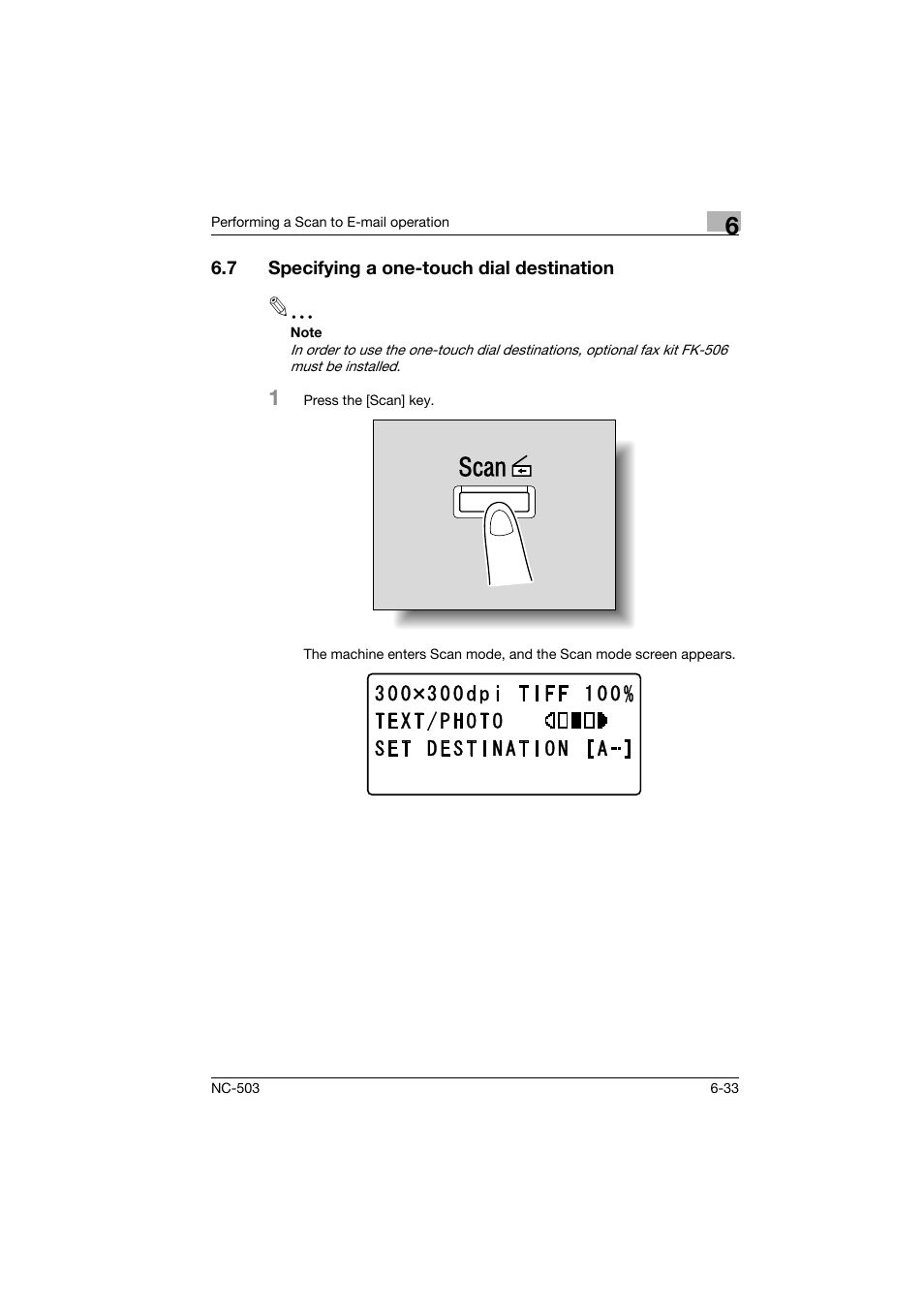 7 specifying a one-touch dial destination, Specifying a one-touch dial destination -33 | Konica Minolta NC-503 User Manual | Page 140 / 244