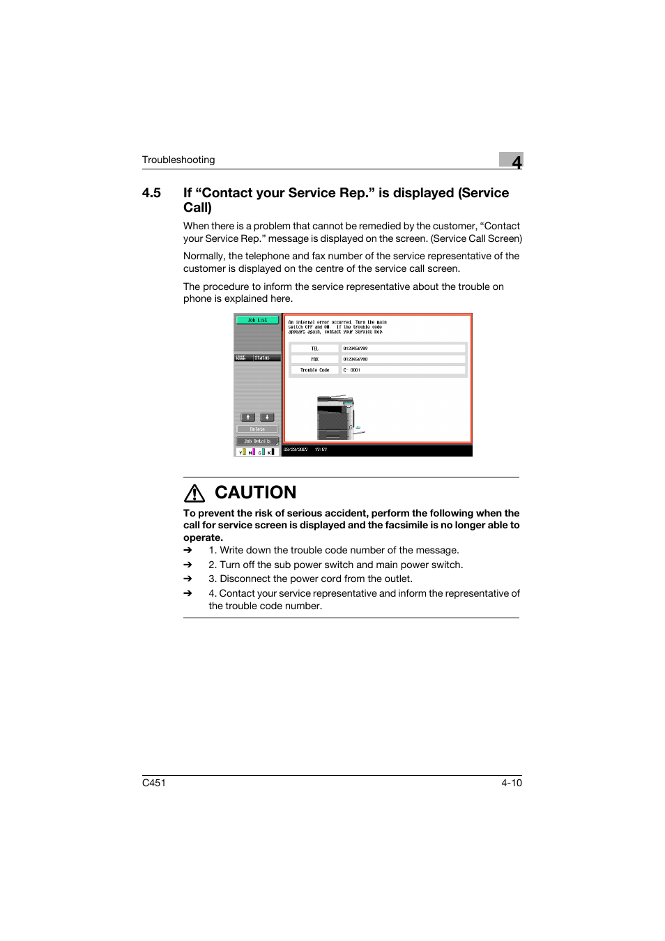 7caution | Konica Minolta bizhub C451 User Manual | Page 136 / 399