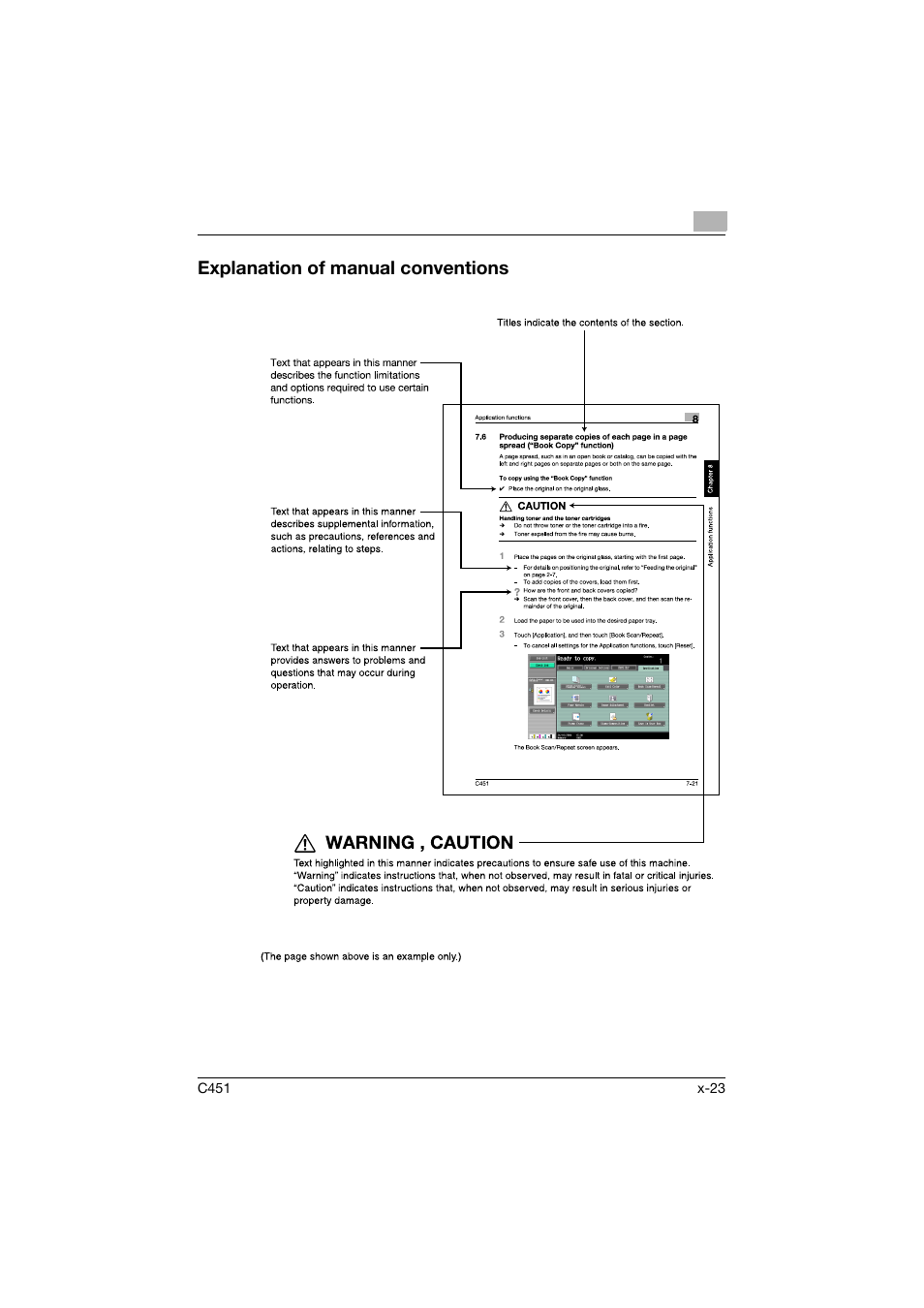Explanation of manual conventions | Konica Minolta bizhub C451 User Manual | Page 24 / 399