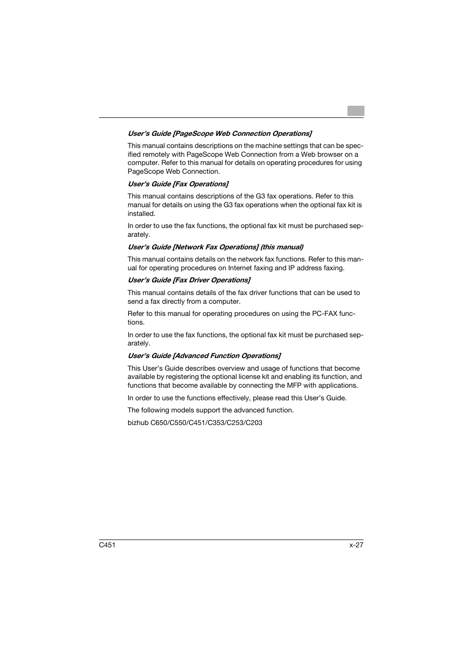 Konica Minolta bizhub C451 User Manual | Page 28 / 399