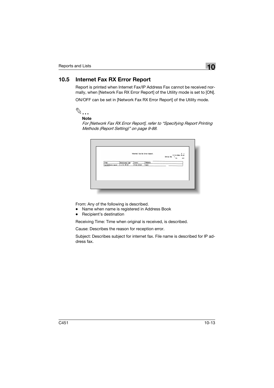 5 internet fax rx error report, Internet fax rx error report -13 | Konica Minolta bizhub C451 User Manual | Page 364 / 399