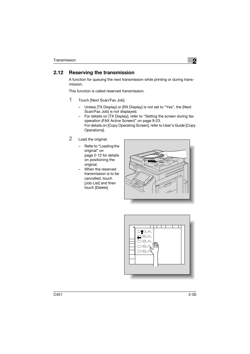 12 reserving the transmission, Reserving the transmission -50 | Konica Minolta bizhub C451 User Manual | Page 93 / 399