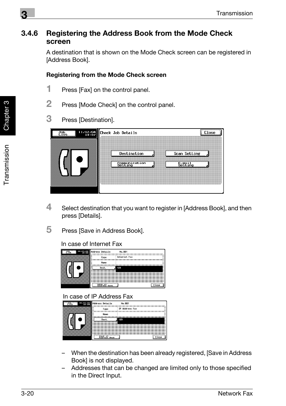 Registering from the mode check screen | Konica Minolta bizhub 360 User Manual | Page 59 / 334