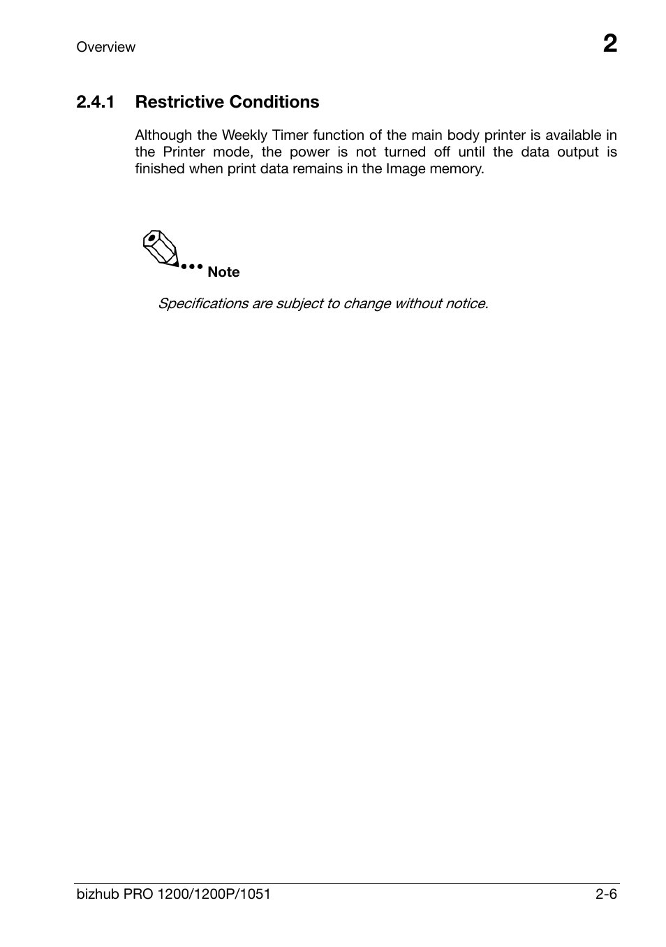 1 restrictive conditions, Restrictive conditions -6 | Konica Minolta bizhub PRO 1200 User Manual | Page 19 / 147