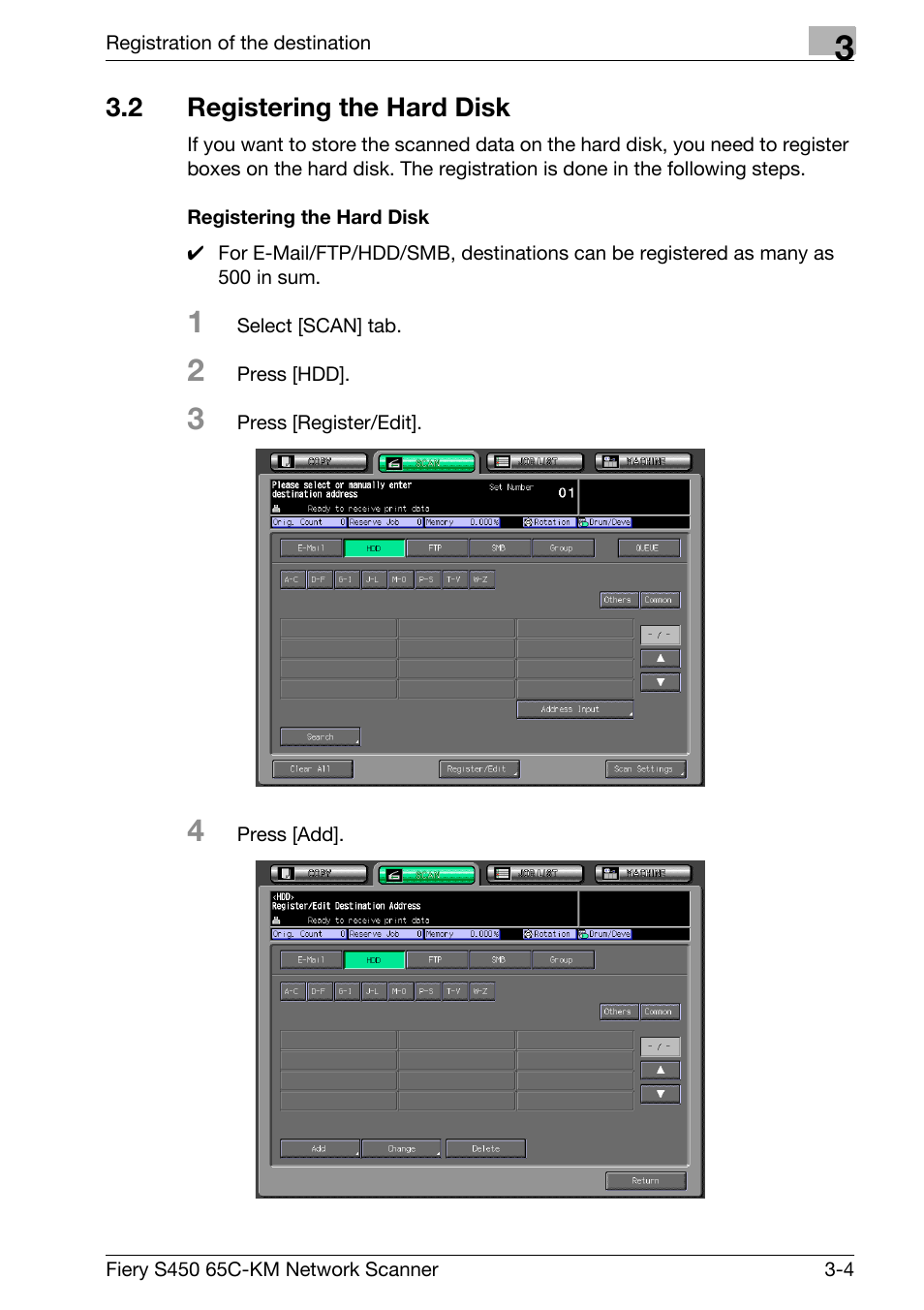 2 registering the hard disk, Registering the hard disk -4 | Konica Minolta bizhub PRO C6500P User Manual | Page 48 / 101