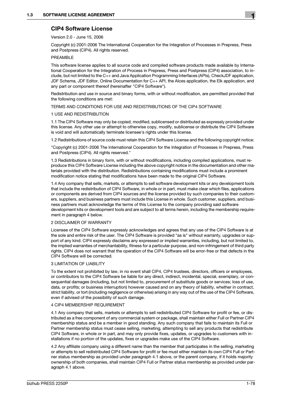Cip4 software license | Konica Minolta bizhub PRESS 2250P User Manual | Page 80 / 92