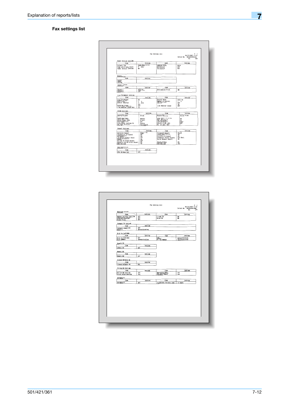 Fax settings list, Fax settings list -12 | Konica Minolta bizhub 421 User Manual | Page 160 / 321