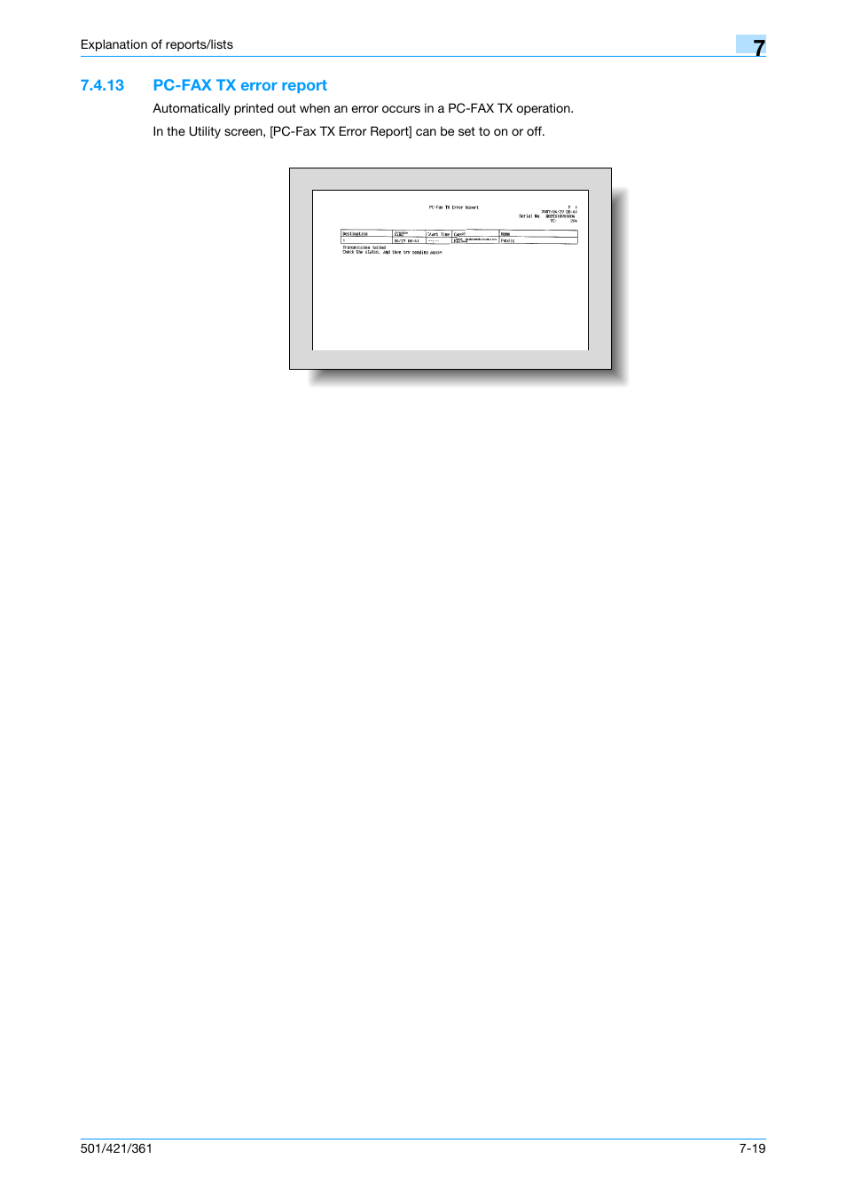 13 pc-fax tx error report, Pc-fax tx error report -19 | Konica Minolta bizhub 421 User Manual | Page 167 / 321