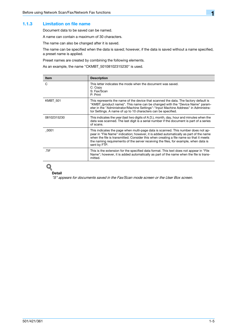 3 limitation on file name, Limitation on file name -5 | Konica Minolta bizhub 421 User Manual | Page 27 / 321