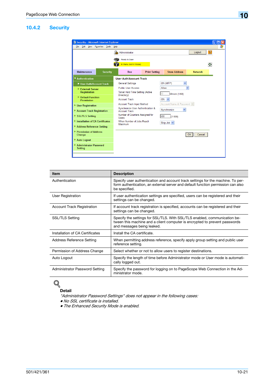 2 security, Security -21 | Konica Minolta bizhub 421 User Manual | Page 286 / 321