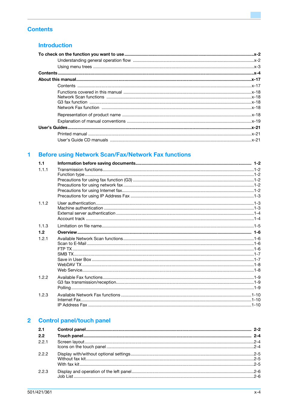 Konica Minolta bizhub 421 User Manual | Page 5 / 321