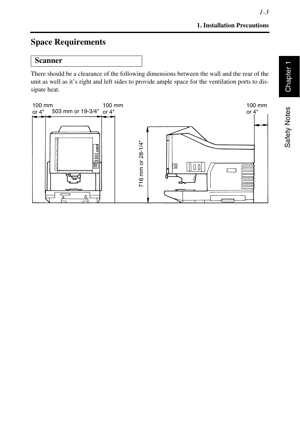 Space requirements, Space requirements -3 | Konica Minolta MSP3500 User Manual | Page 27 / 136