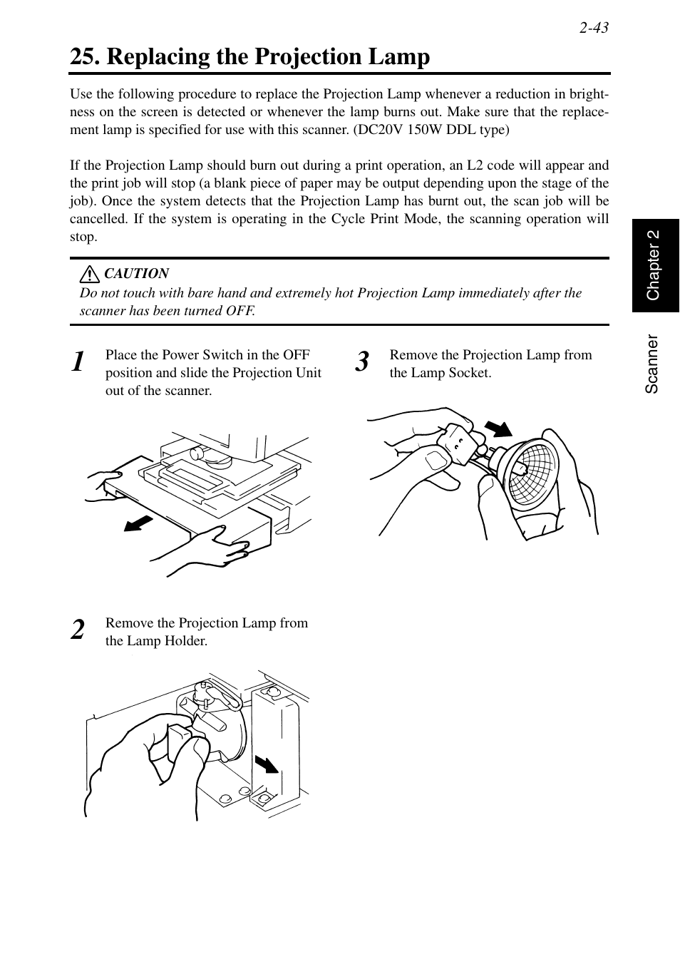 Replacing the projection lamp, Replacing the projection lamp -43 | Konica Minolta MSP3500 User Manual | Page 75 / 136