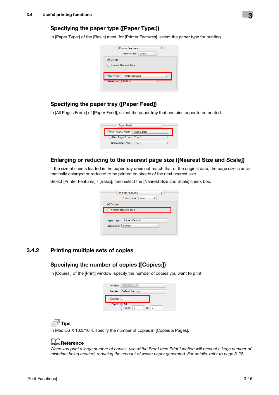 Specifying the paper type ([paper type:]), Specifying the paper tray ([paper feed]), 2 printing multiple sets of copies | Specifying the number of copies ([copies:]) | Konica Minolta bizhub 4050 User Manual | Page 88 / 115